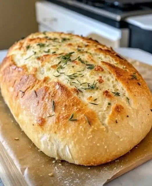 Mijn recept voor lui brood; ik bak dit no-knead knoflookbrood keer op keer!