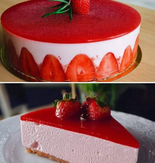 Zeer eenvoudig te bereiden mousse-achtige aardbeientaart