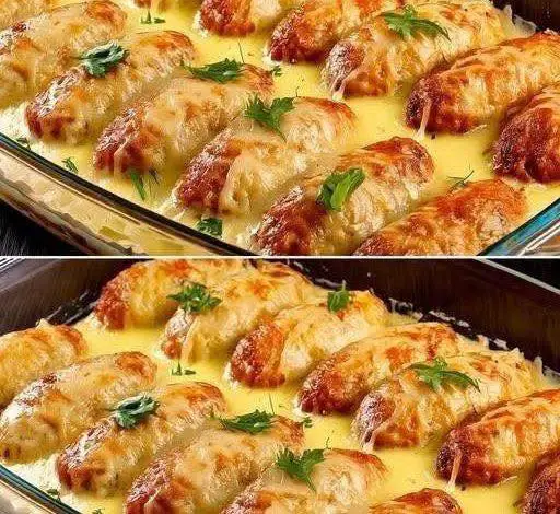 De favoriet van vandaag: gevulde koolrolletjes op een bedje van groenten