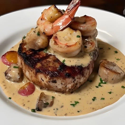 Filet Mignon met Garnalen en Lobsterroomsaus